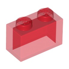 Trans-Red Brick 1 x 2 without Bottom Tube