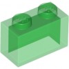 Trans-Green Brick 1 x 2 without Bottom Tube