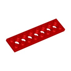 Red Technic, Plate 2 x 8 with 7 Holes