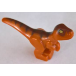 Dinosaur Baby Standing with Dark Brown Stripes, Reddish Brown Back and Yellow Eyes Pattern