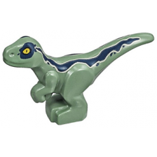 Dinosaur Baby Standing with Dark Blue Stripes and Yellow Eyes Pattern