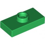 Green Plate, Modified 1 x 2 with 1 Stud with Groove (Jumper)