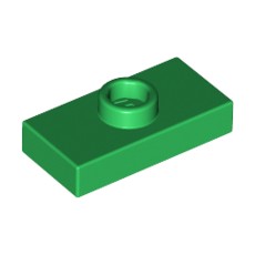 Green Plate, Modified 1 x 2 with 1 Stud with Groove (Jumper)