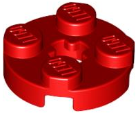 Red Plate, Round 2 x 2 with Axle Hole