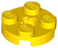Yellow Plate, Round 2 x 2 with Axle Hole