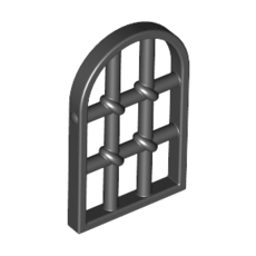 Black Window 1 x 2 x 2 2/3 Pane Twisted Bar with Rounded Top