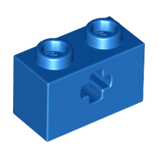 Blue Technic, Brick 1 x 2 with Axle Hole