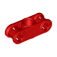 Red Technic, Axle and Pin Connector Perpendicular 3L with Center Pin Hole