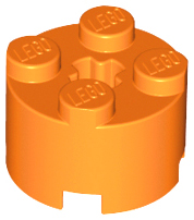 Orange Brick, Round 2 x 2 with Axle Hole