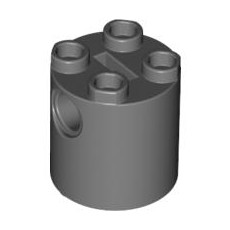 Dark Bluish Gray Brick, Round 2 x 2 x 2 Robot Body - with Bottom Axle Holder x Shape + Orientation