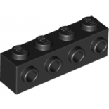 Black Brick, Modified 1 x 4 with 4 Studs on 1 Side