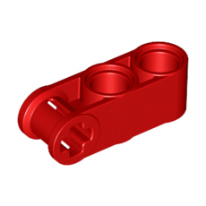 Red Technic, Axle and Pin Connector Perpendicular 3L with 2 Pin Holes
