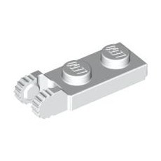 White Hinge Plate 1 x 2 Locking with 2 Fingers On End