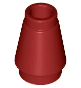 Dark Red Cone 1 x 1 with Top Groove