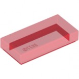 Trans-Red Tile 1 x 2 with Groove