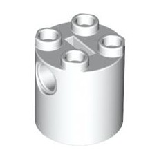 White Brick, Round 2 x 2 x 2 Robot Body - with Bottom Axle Holder x Shape Orientation