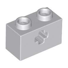 Light Bluish Gray Technic, Brick 1 x 2 with Axle Hole