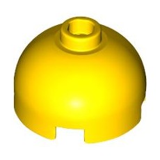 Yellow Brick, Round 2 x 2 Dome Top with Bottom Axle Holder - Hollow Stud