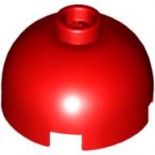 Red Brick, Round 2 x 2 Dome Top with Bottom Axle Holder - Hollow Stud