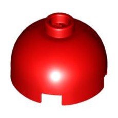 Red Brick, Round 2 x 2 Dome Top with Bottom Axle Holder - Hollow Stud