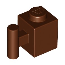 Reddish Brown Brick, Modified 1 x 1 with Handle