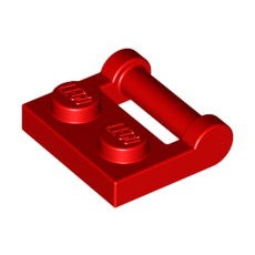 Red Plate, Modified 1 x 2 with Handle on Side - Closed Ends