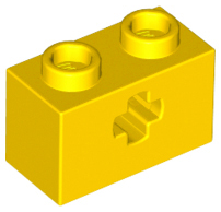 Yellow Technic, Brick 1 x 2 with Axle Hole