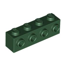 Dark Green Brick, Modified 1 x 4 with 4 Studs on 1 Side