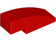 Red Slope, Curved 3 x 1 No Studs