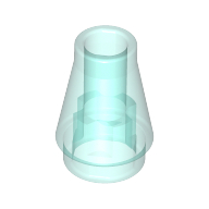 Trans-Light Blue Cone 1 x 1 with Top Groove