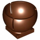 Reddish Brown Cylinder Hemisphere 3 x 3 Ball Turret Socket with 2 x 2 Base