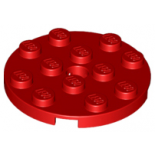 Red Plate, Round 4 x 4 with Hole