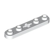 White Technic, Plate 1 x 5 with Smooth Ends, 4 Studs and Center Axle Hole