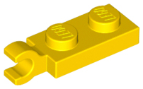 Yellow Plate, Modified 1 x 2 with Clip Horizontal on End