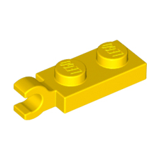 Yellow Plate, Modified 1 x 2 with Clip Horizontal on End