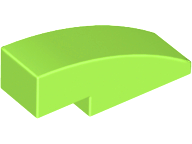 Lime Slope, Curved 3 x 1 No Studs
