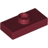 Dark Red Plate, Modified 1 x 2 with 1 Stud with Groove (Jumper)