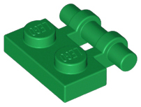 Green Plate, Modified 1 x 2 with Handle on Side - Free Ends