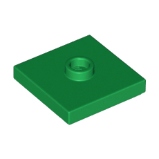 Green Plate, Modified 2 x 2 with Groove and 1 Stud in Center (Jumper)