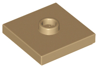 Dark Tan Plate, Modified 2 x 2 with Groove and 1 Stud in Center (Jumper)