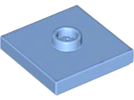 Medium Blue Plate, Modified 2 x 2 with Groove and 1 Stud in Center (Jumper)