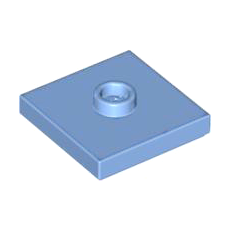 Medium Blue Plate, Modified 2 x 2 with Groove and 1 Stud in Center (Jumper)