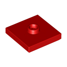Red Plate, Modified 2 x 2 with Groove and 1 Stud in Center (Jumper)