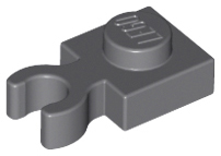 Dark Bluish Gray Plate, Modified 1 x 1 with Clip Vertical - Type 4 (thick open O clip)
