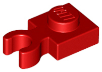Red Plate, Modified 1 x 1 with Clip Vertical - Type 4 (thick open O clip)