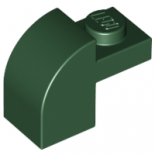 Dark Green Slope, Curved 2 x 1 x 1 1/3 with Recessed Stud