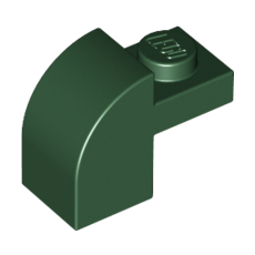 Dark Green Slope, Curved 2 x 1 x 1 1/3 with Recessed Stud