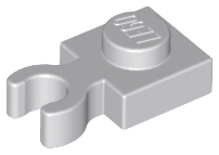 Light Bluish Gray Plate, Modified 1 x 1 with Clip Vertical - Type 4 (thick open O clip)