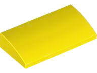 Yellow Slope, Curved 2 x 4 x 2/3 No Studs with Bottom Tubes