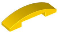 Yellow Slope, Curved 4 x 1 Double No Studs
